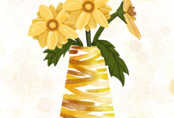 base of sunflowers